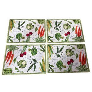 Vintage VEGETABLE kitchen table dinning placemats OS Sally Eckman Roberts Set 4